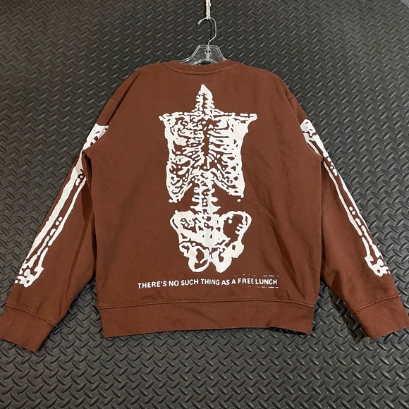 OBEY Brown Bone Skeleton Graphic Pullover Crew Neck Sweater Men's Size Medium - Picture 2 of 9